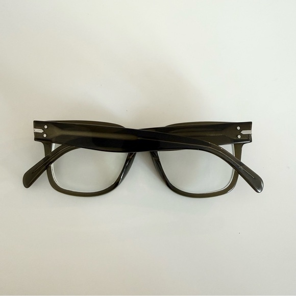 Celine Translucent Olive Green Grey Acetate Luca Unisex Large Square Eyeglasses - Picture 5 of 8